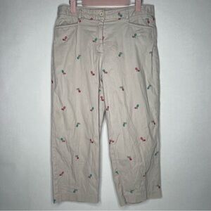 Counterparts Embroidered Flower Cropped Pants Size 10 Elastic Waist Flat Front‎